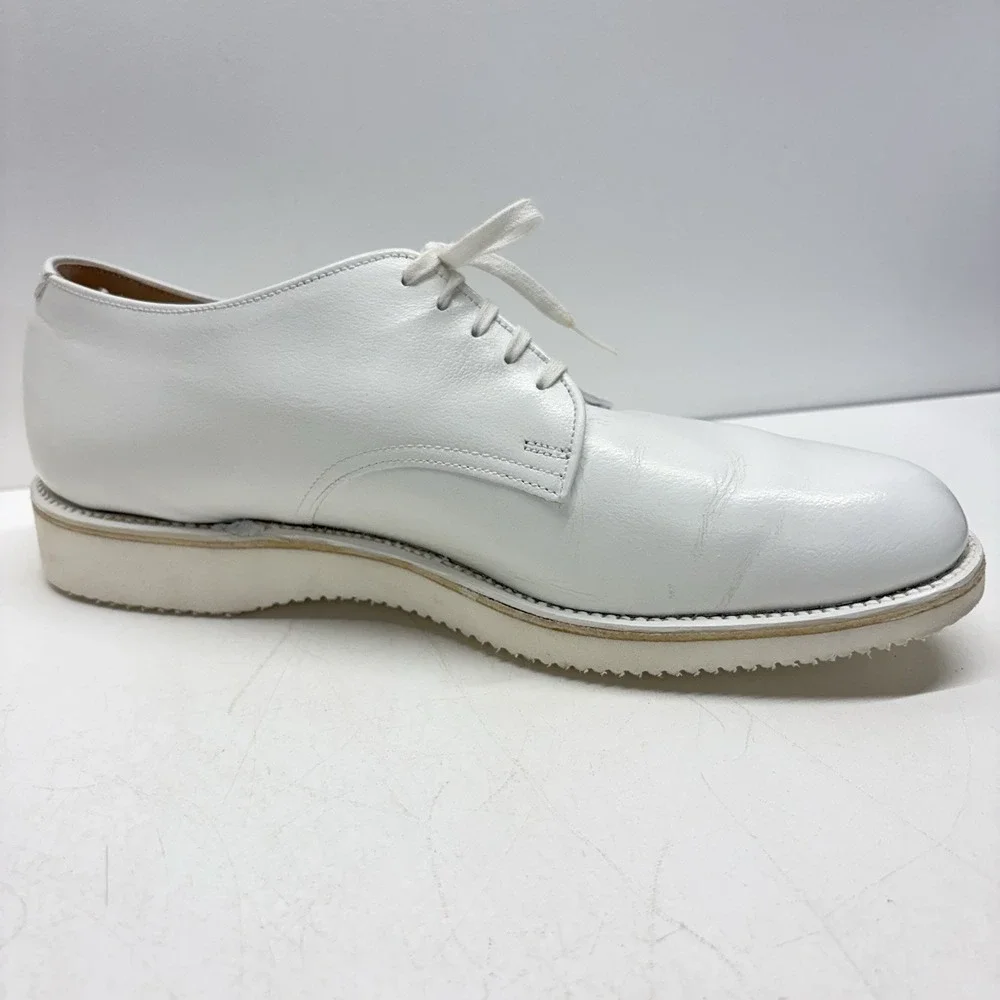 Alden 427 White Calfskin Plain Toe Dover Blucher Derby Shoes Men's Size 9.5 C/E